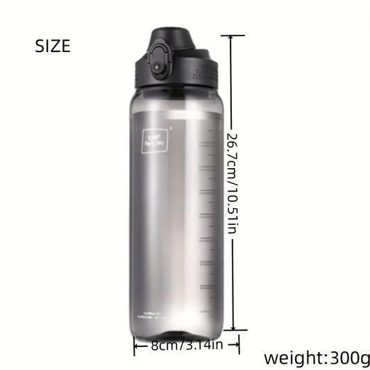 1000ml Portable Water Bottle Flip Top Bottle with Scale for Outdoor Travel