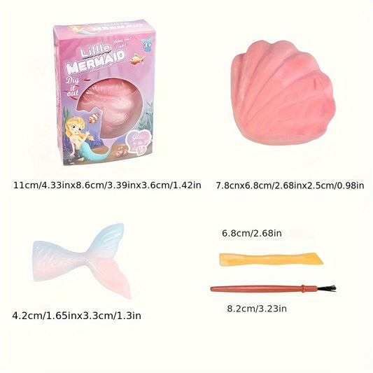 Little Mermaid Plaster Digging Kit - Educational Archaeology Exploration Toys