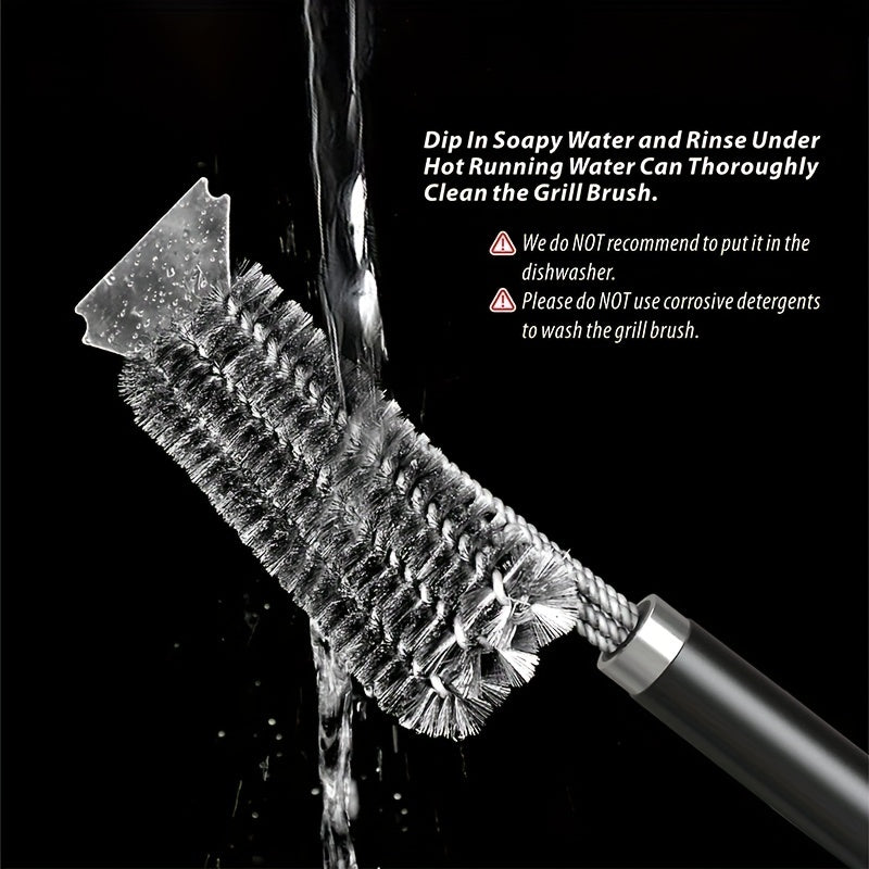 Grill Brush And Scraper BBQ Cleaner Triple Scrubber Extra Strong Wire Bristles