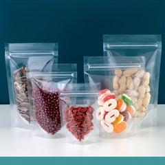 50pcs Clear Stand Up Bags With Zipper for Food Storage Dried Fruit Snack Nut Tea