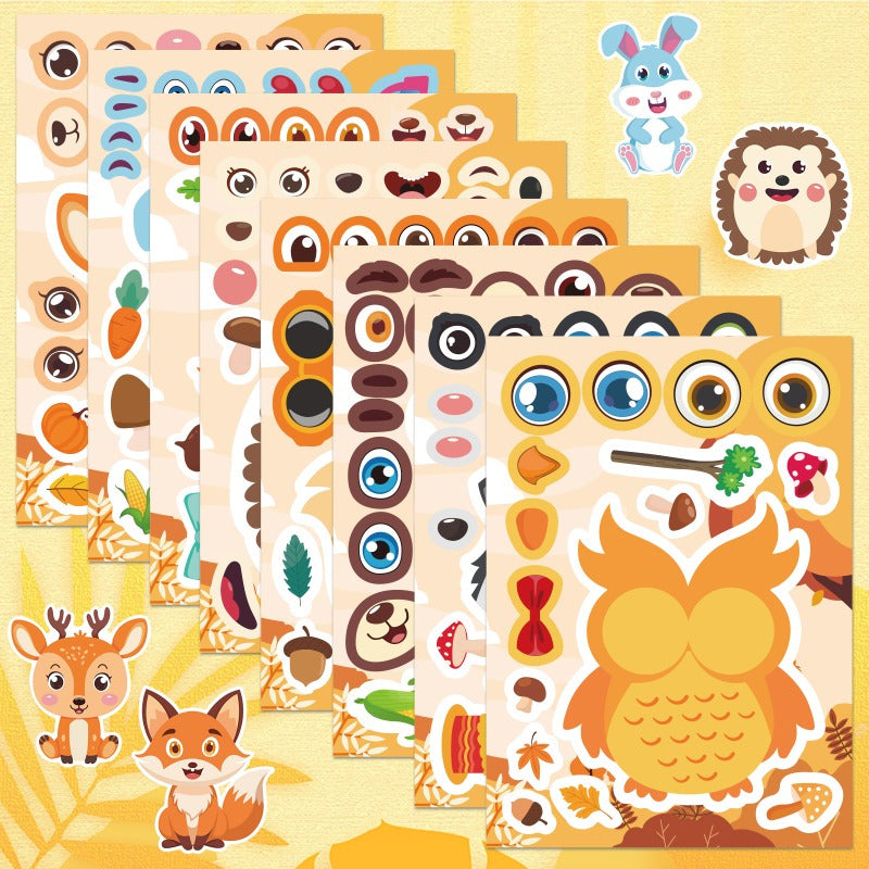 Animal Adhesive Decals - 8/16 Pack - Bunny, Owl, Hedgehog, Elk, Squirrel
