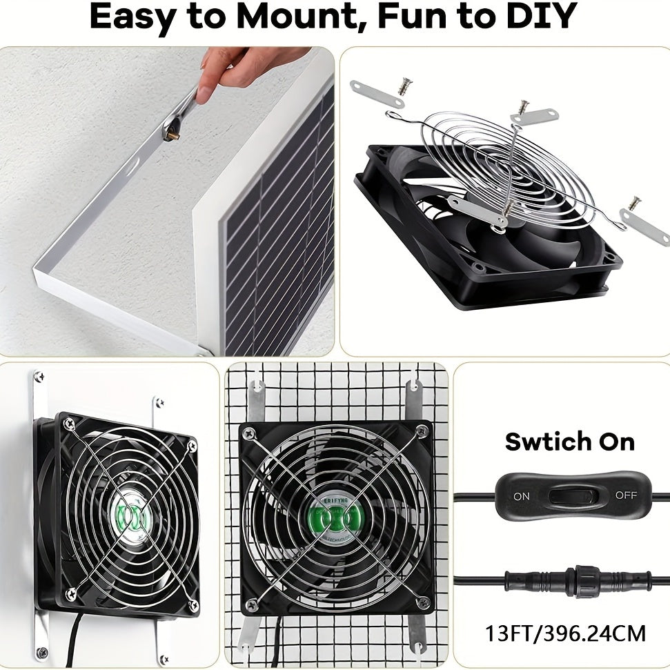 20W Solar Whole House Fan for Pet Homes IPX7 Waterproof with On/Off Switch Cable