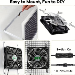 20W Solar Whole House Fan for Pet Homes IPX7 Waterproof with On/Off Switch Cable
