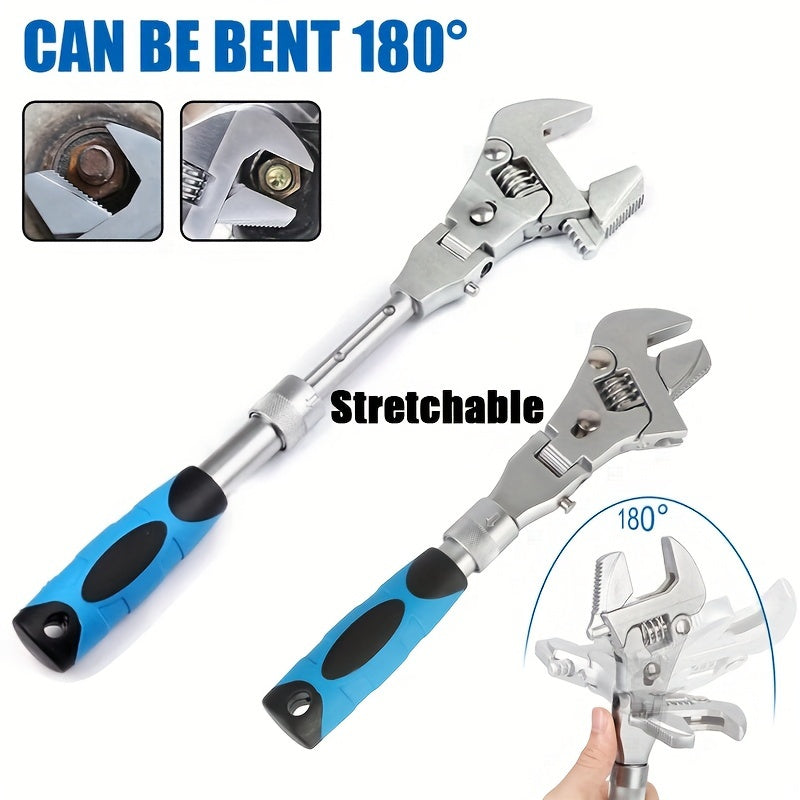 Adjustable Ratchet Wrench 180 Degree Folding Spanner Repair Tools