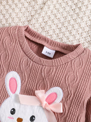 Bunny Print Sweatshirt Top Baby Girls Outfit