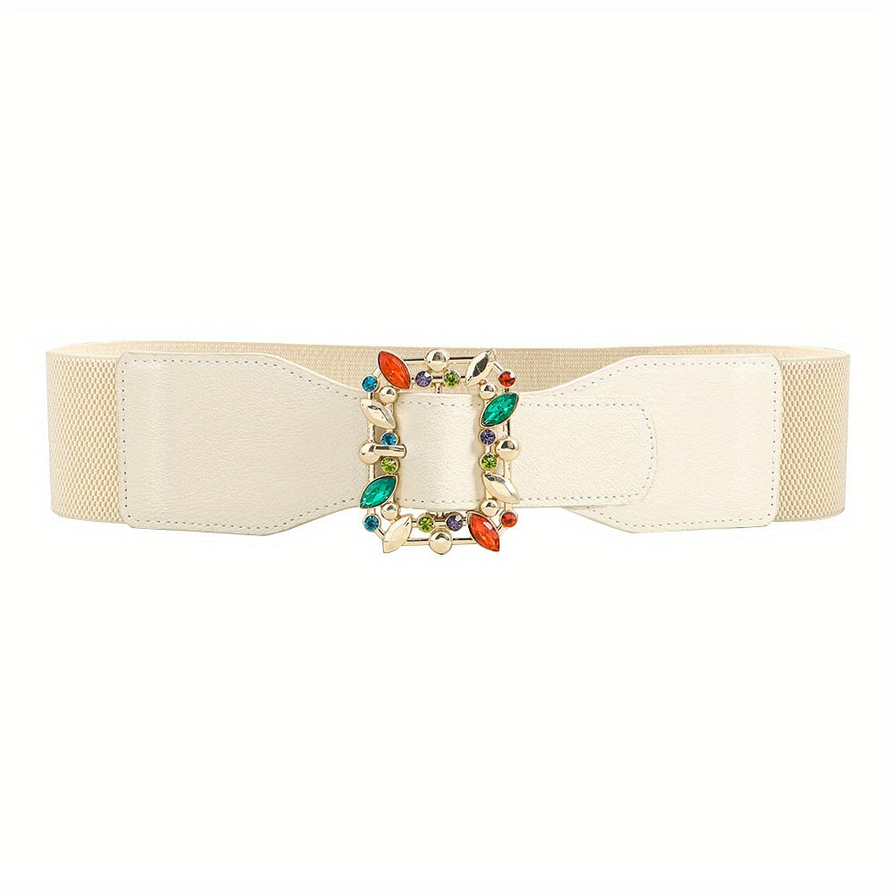 Colorful Crystal Buckle Belt Wide Waistband for Women