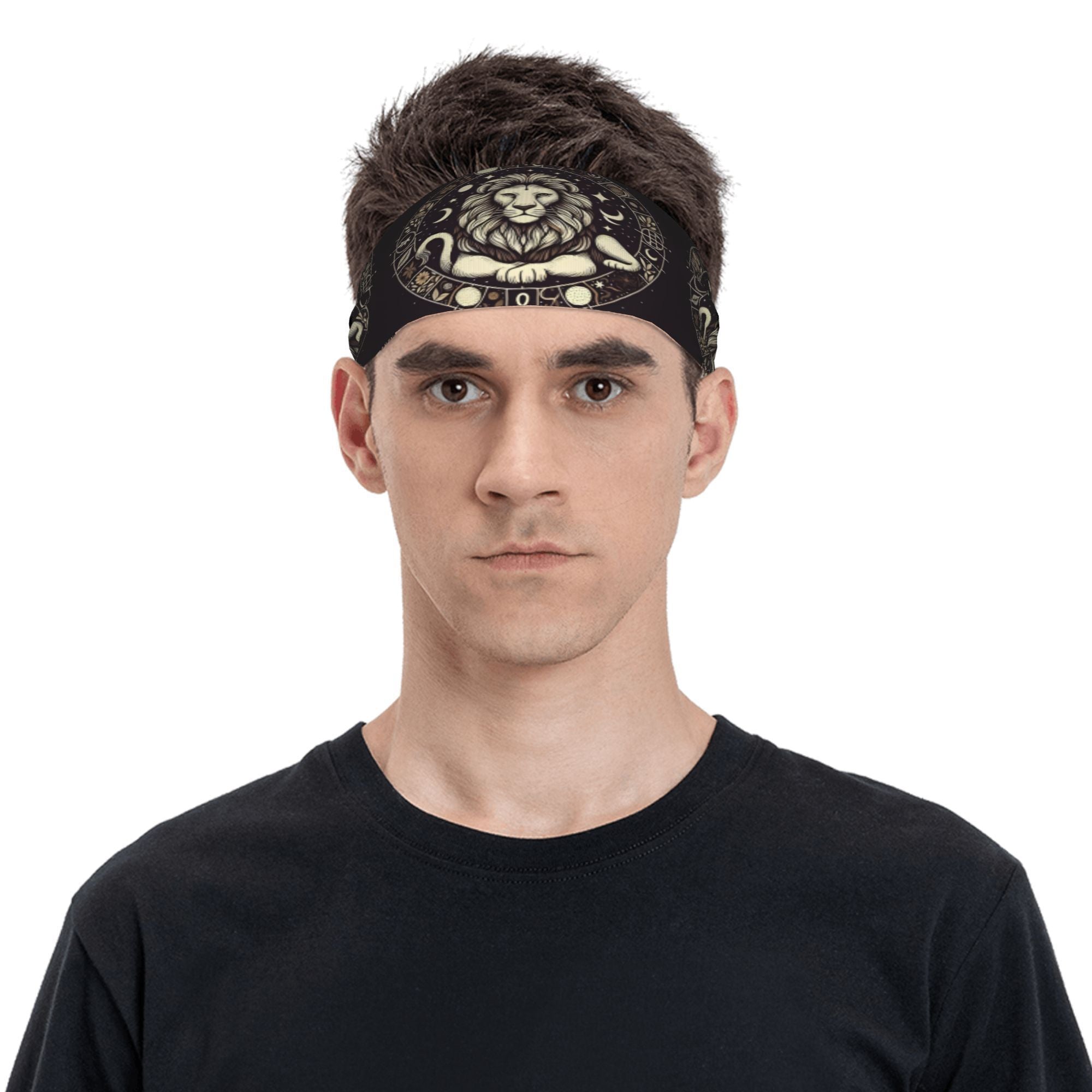 Lion Zodiac Headband Sweat Wicking Stretchy Polyester Yoga Gym Running