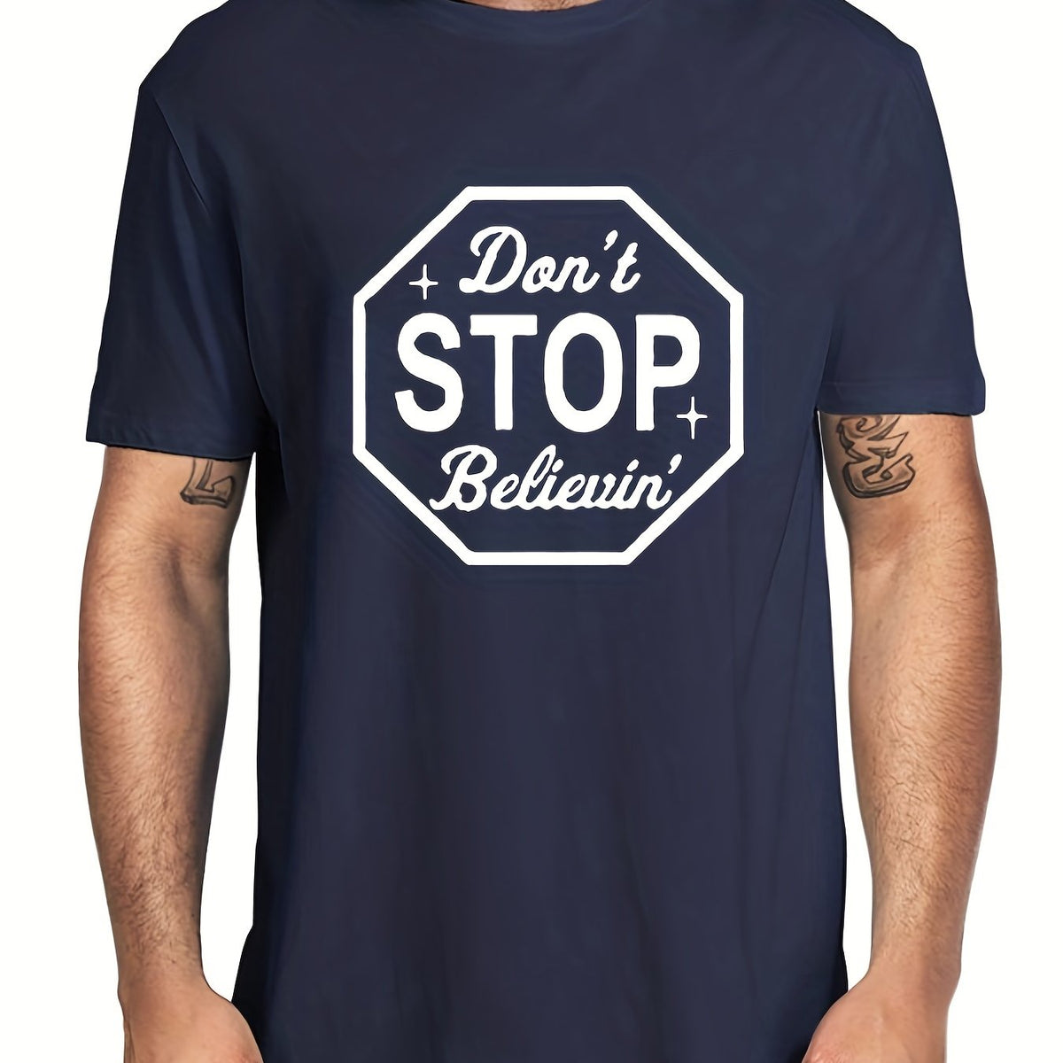 Men's Don't Stop Believin' T-Shirt for Summer Outdoor Activities