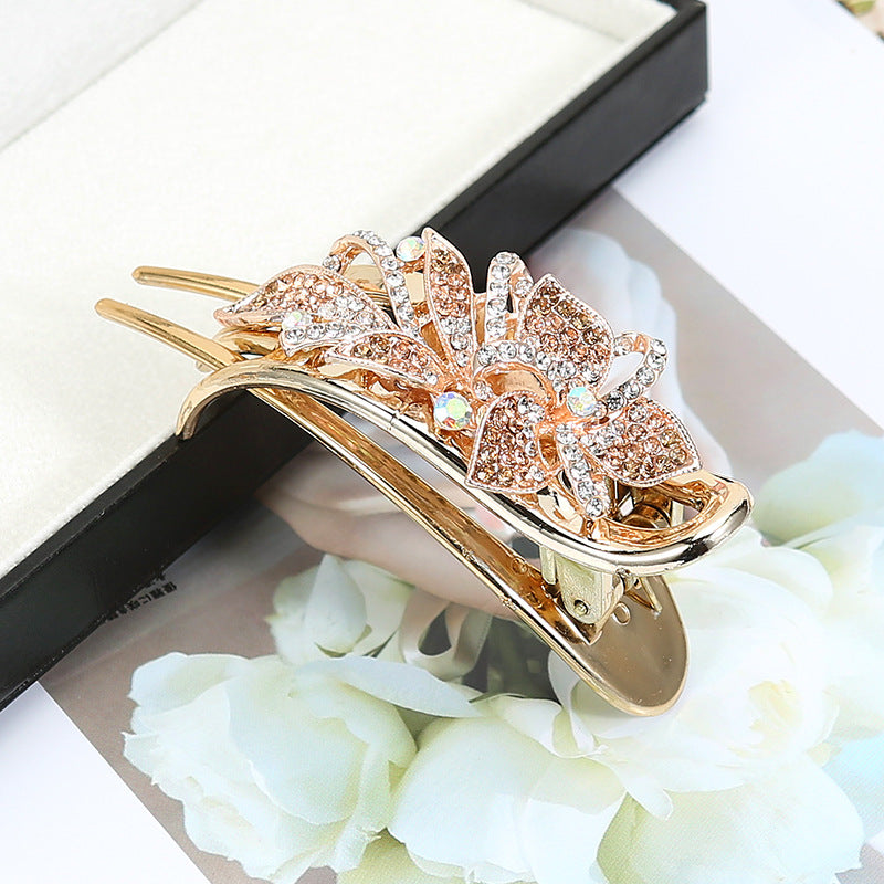 Flower Hair Clips Rhinestone Inlaid Hair Claw