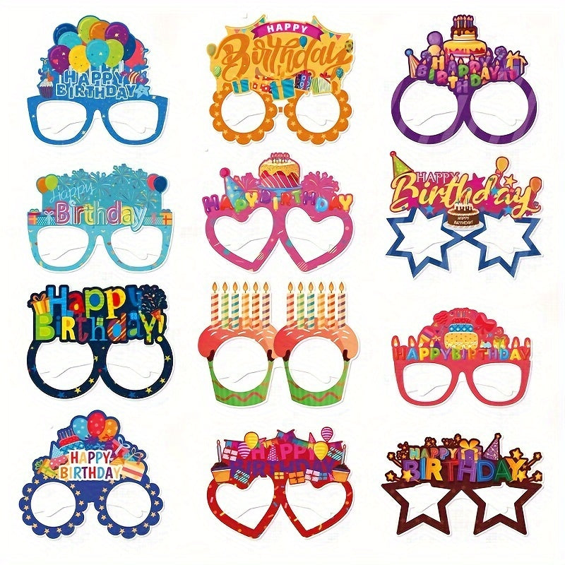 12pcs Assorted Designs Colorful Happy Birthday Party Glasses