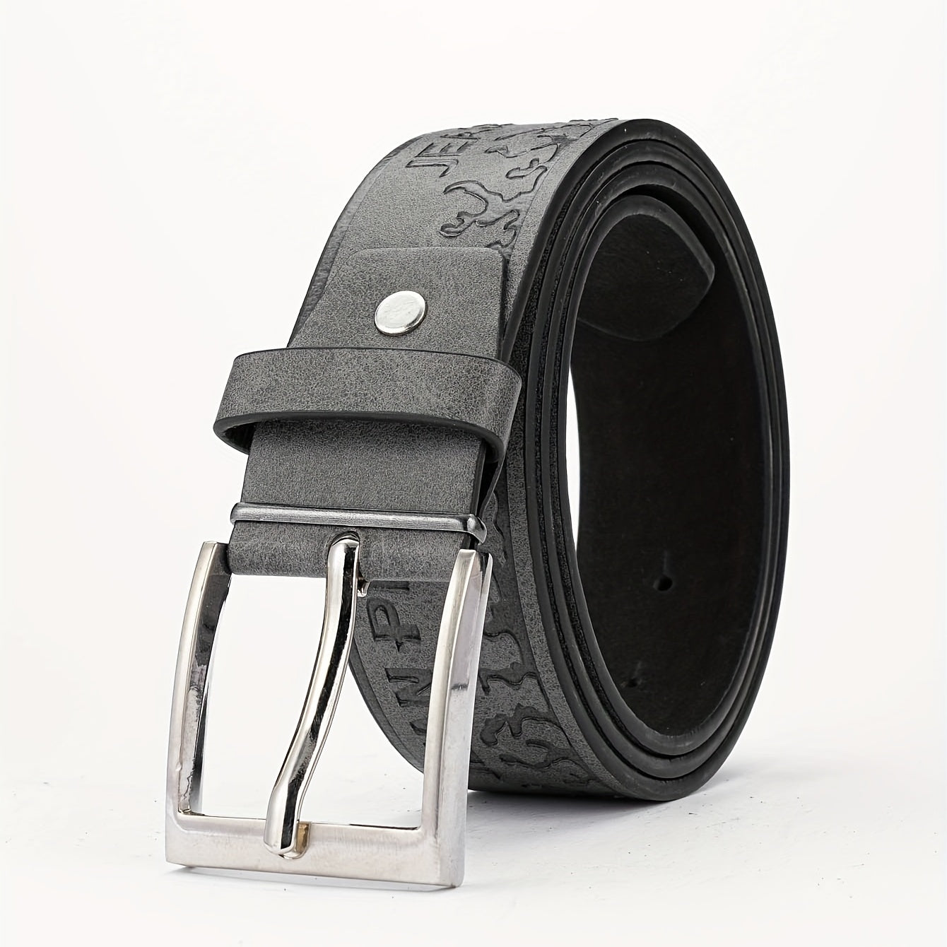1pc Alloy Buckle PU Striped Belt Access...