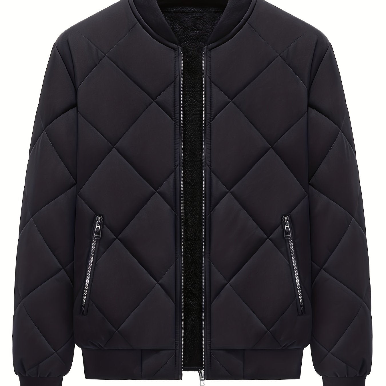 Men's Warm Fleece Baseball Collar Zip Up Jacket Coat