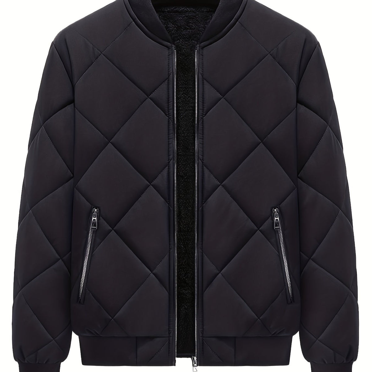 Men's Warm Fleece Baseball Collar Zip Up Jacket Coat