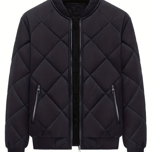 Men's Warm Fleece Baseball Collar Zip Up Jacket Coat