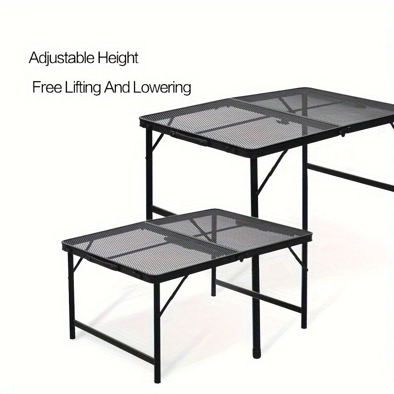 Portable Outdoor Folding Table Adjustable Height Grill Table