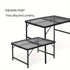 Portable Outdoor Folding Table Adjustable Height Grill Table