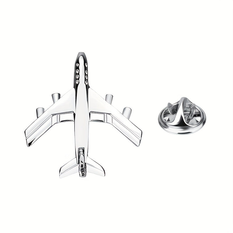 Men's Silver Airplane Brooch Retro Lapel Pin Suit Collar Corsage