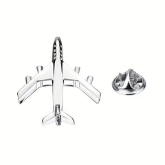 Men's Silver Airplane Brooch Retro Lapel Pin Suit Collar Corsage
