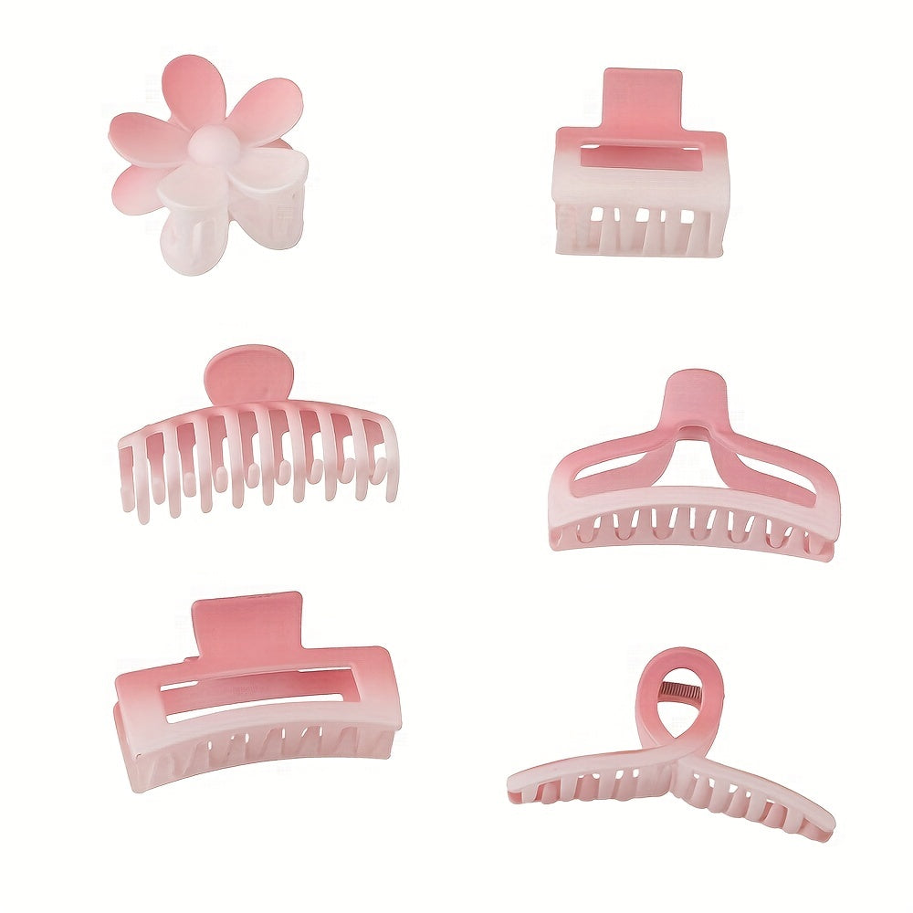 6pcs Gradient Flower Hair Claw Ponytail Holder Women