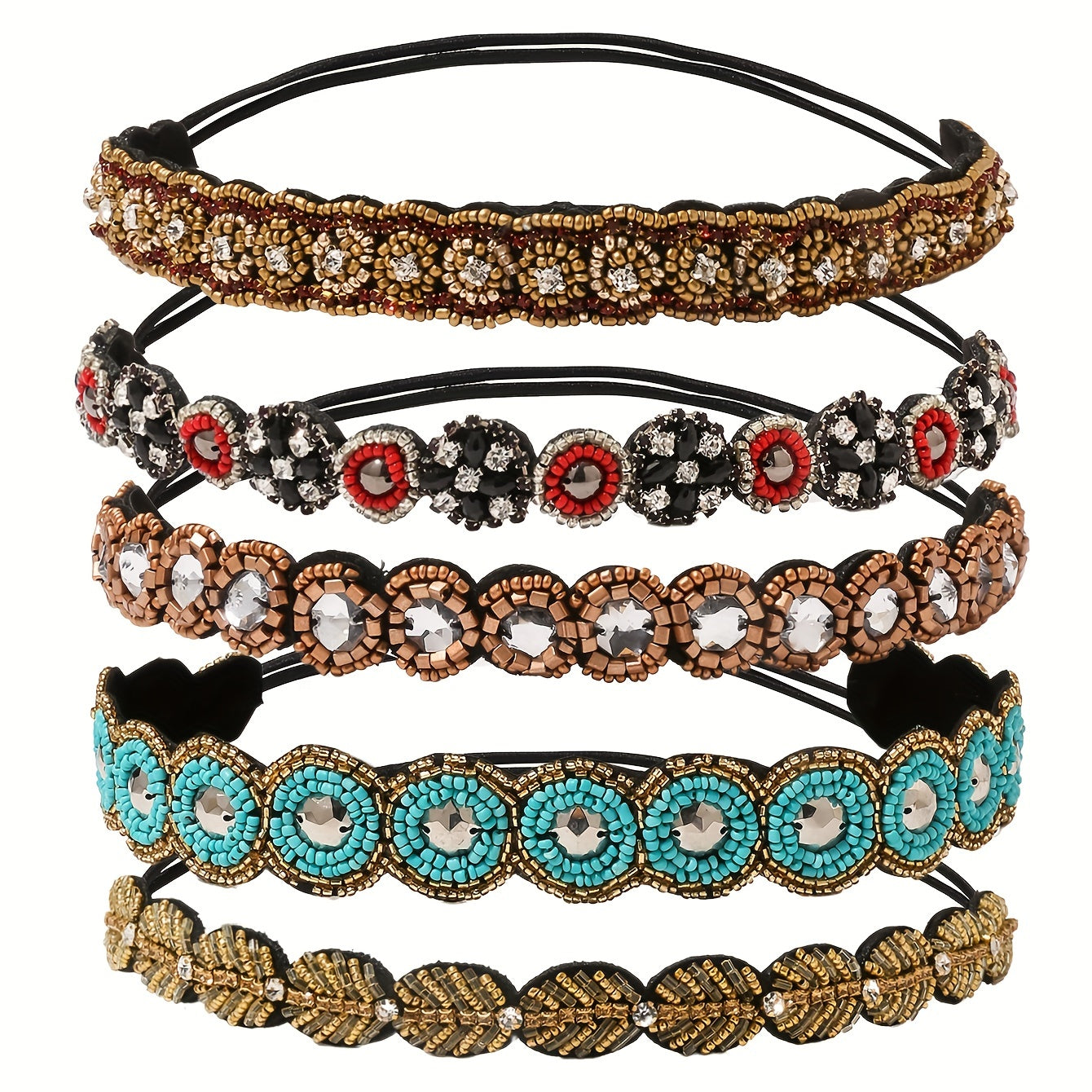 Bohemian Beaded Nail Beads Hand Sewing Beads Rhinestone Hairband