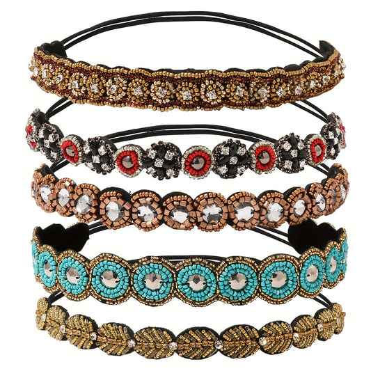 Bohemian Beaded Nail Beads Hand Sewing Beads Rhinestone Hairband