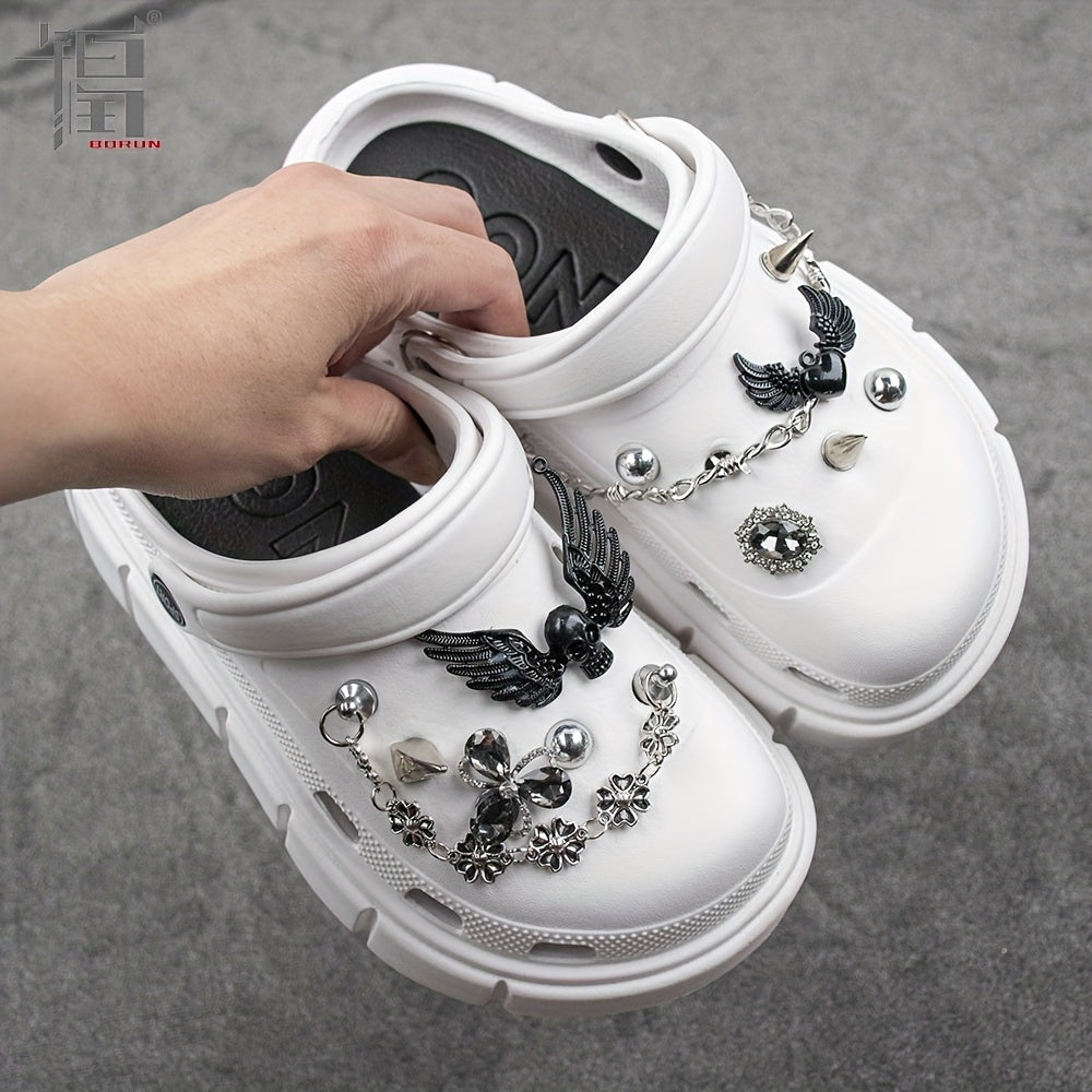 Metal Skull & Wings Shoe Charms for Clogs DIY Accessories