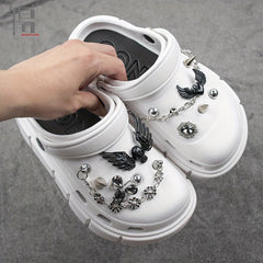 Metal Skull & Wings Shoe Charms for Clogs DIY Accessories