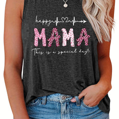  Casual Tank Top Women's Plus Art Letter Print Tank Top