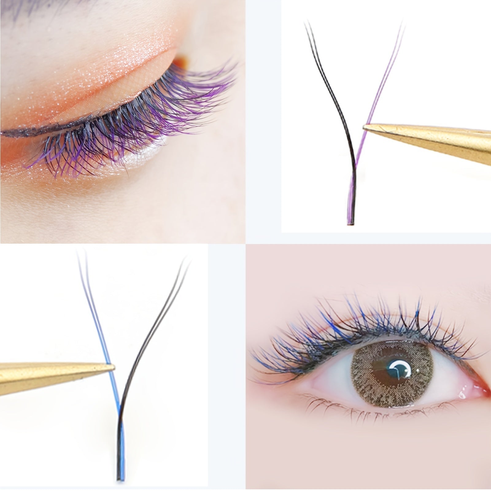 Purple YY Shape Volume Lashes 10-14mm Eyelash Extensions for Natural Look