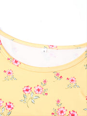 Soft Pajama Set Flower Print Tops & Pants Women's Loungewear