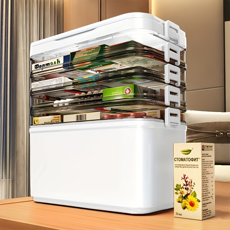 Large Capacity Medicine Organizer with Handle for Home & Travel Storage