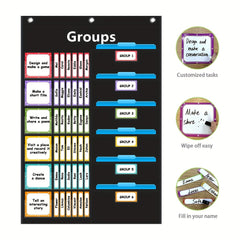 Small Group Management Pocket Chart for Classroom with 96 Cards