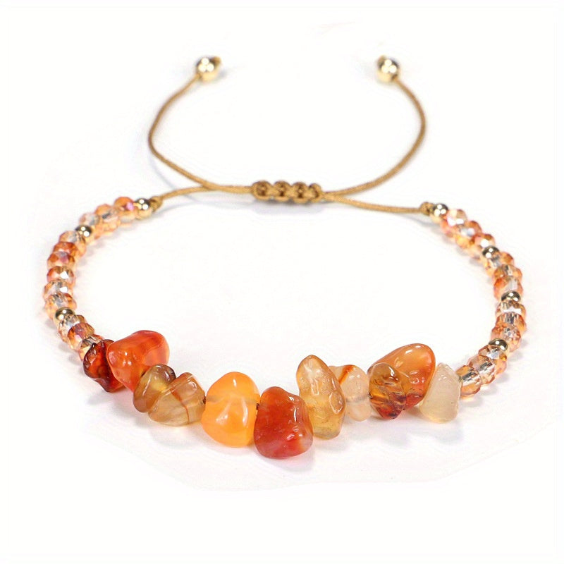 Colorful Crushed Stone Beads Braided Yoga Bracelet