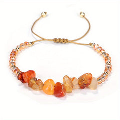 Colorful Crushed Stone Beads Braided Yoga Bracelet