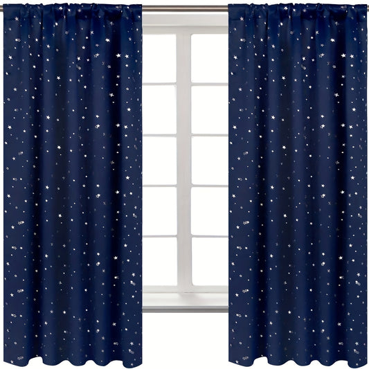 Star Printed Polyester Curtains Rod Pocket Curtain for Home Decor