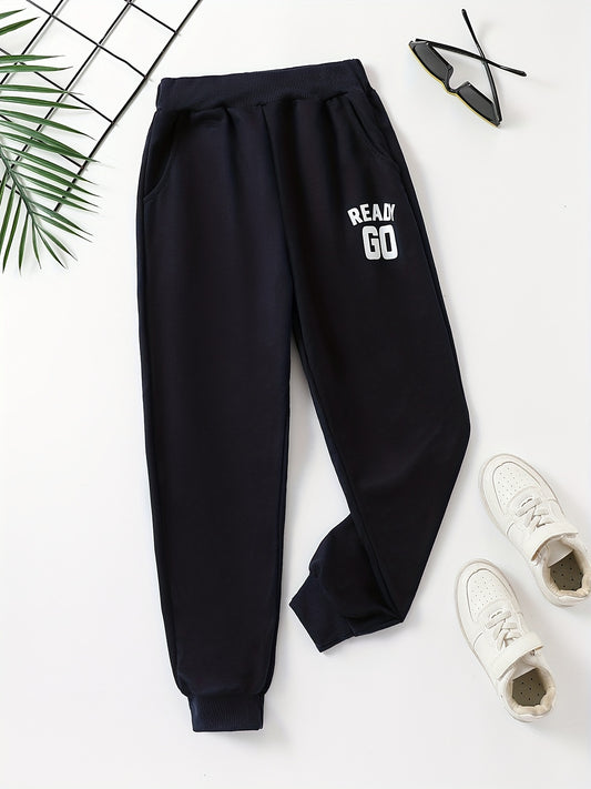 READY GO Letter Print Boys Casual Active Sweatpants Jogger Sports Pants