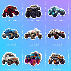 50pcs Monster Truck Stickers Waterproof for Water Bottles Skateboard Car Bike