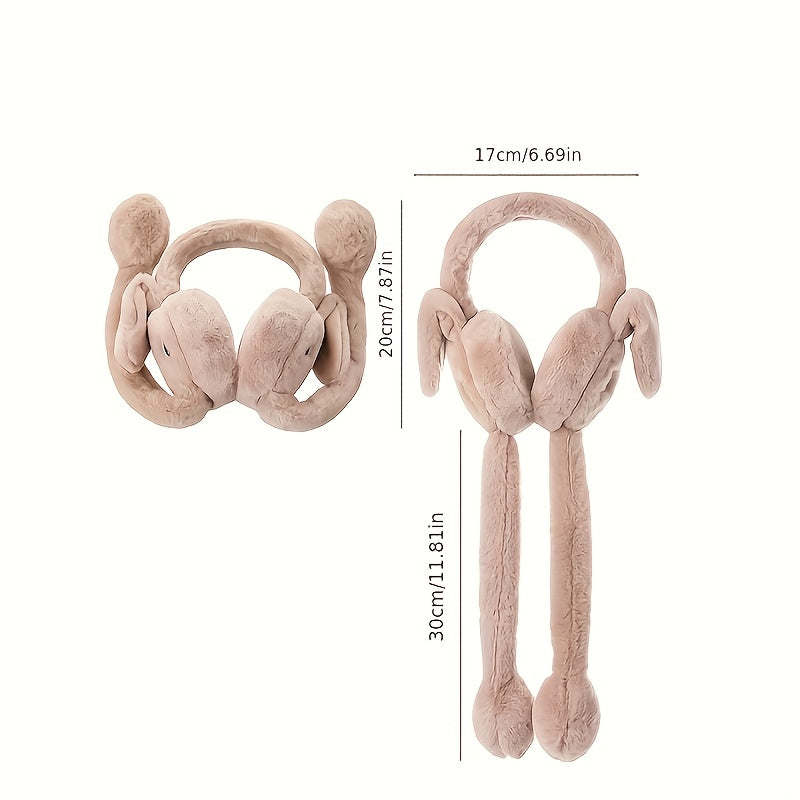 2pcs Rabbit Ear Muffs Stretchable Polyester Ear Covers Warm Comfortable