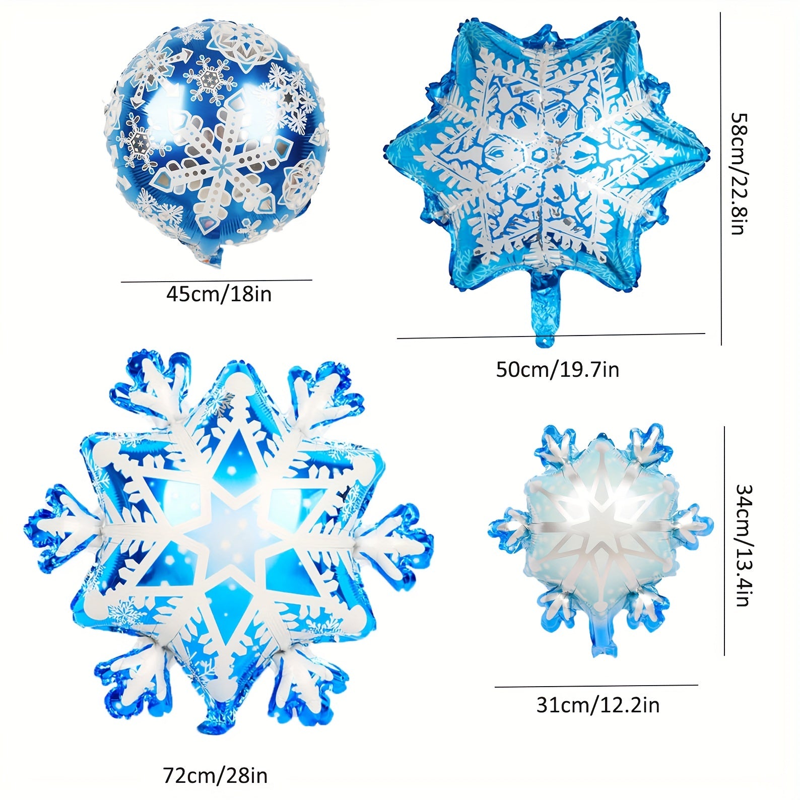 4pcs Snowflake Balloons Large And Small Snowflake Aluminum Foil Decorations
