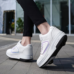 Solid Lace Up Roller Shoes For Boy's Teens