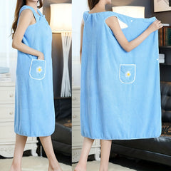 Flower Pattern Bath Skirt for Adults Absorbent Quick Drying Bathrobe