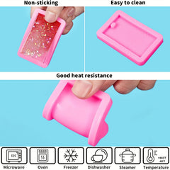 12pcs Rectangle Tag Keychain Silicone Mold Resin Keychain Mold
