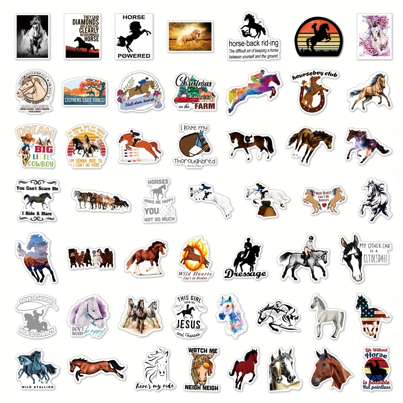150 Pcs Horse Riding Cowboy Stickers Waterproof Equestrian Decals