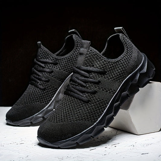 PLUS SIZE Men's Knit Breathable Running Shoes Lace Up Comfy Soft Sole Sneakers