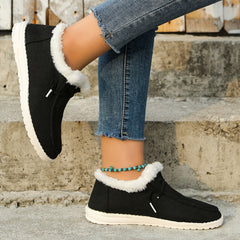 Women's Fleece Liner Thermal Loafers Flat Shoes