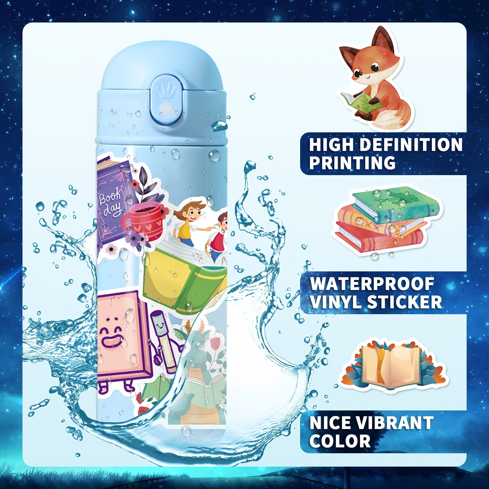 100pcs Book Reading Series Mixed Stickers for Car Luggage Stationery Water Cup