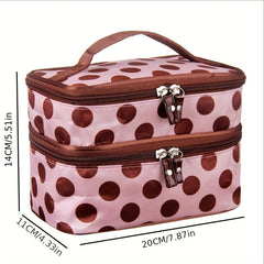 Double Layer Dot Pattern Makeup Bag for Women