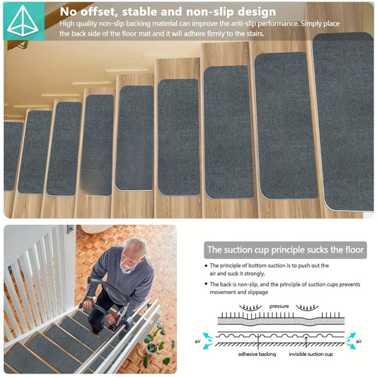 15pcs Carpet Stair Treads Non Slip Indoor Carpet 44 x 18 Stair Runners