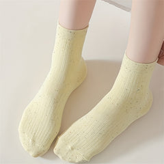 7 Pairs Dot Print Ribbed Socks Women's Mid Tube Stockings