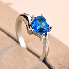 Heart Shaped Crystal Zircon Ring for Women Finger Ring
